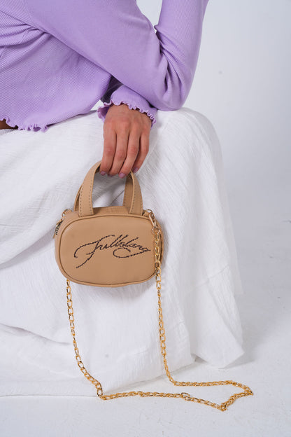 Beige Micro Leather Bag