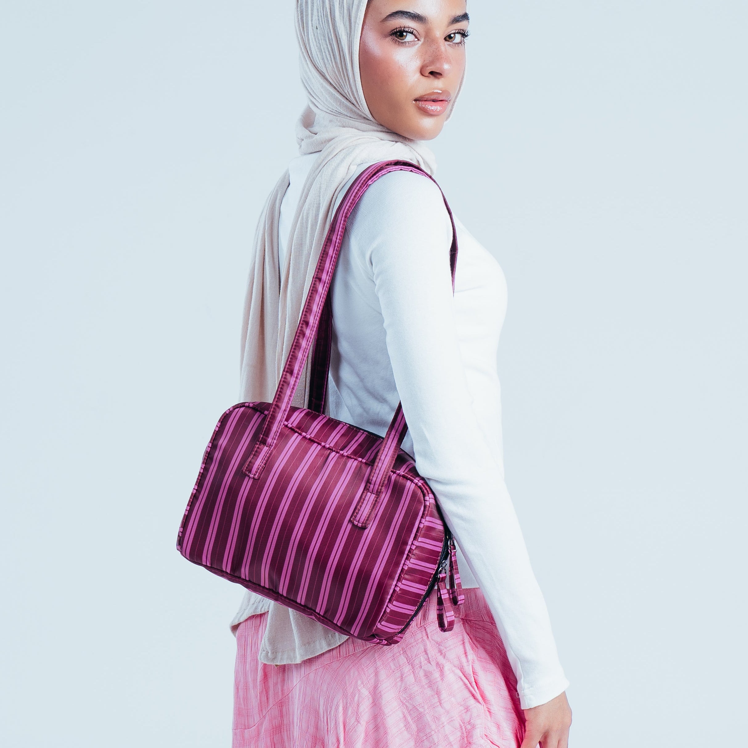 Cherry Striped Shoulder Bag