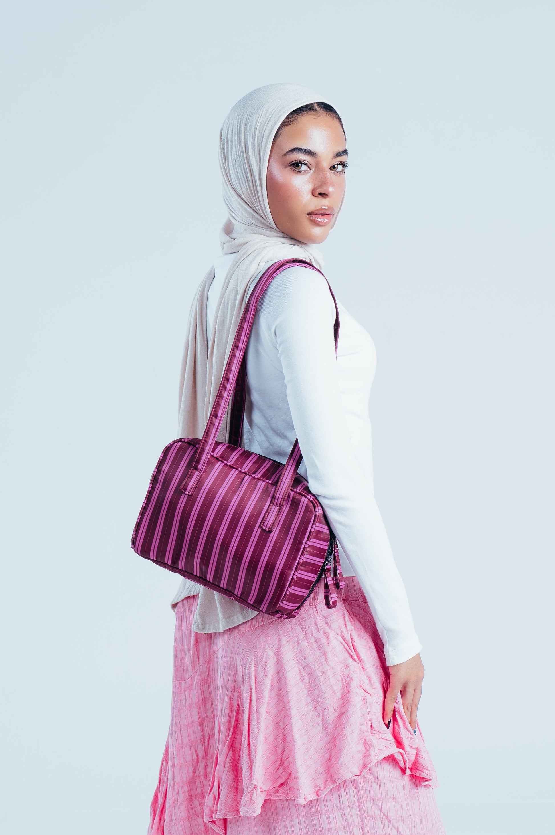 Cherry Striped Shoulder Bag