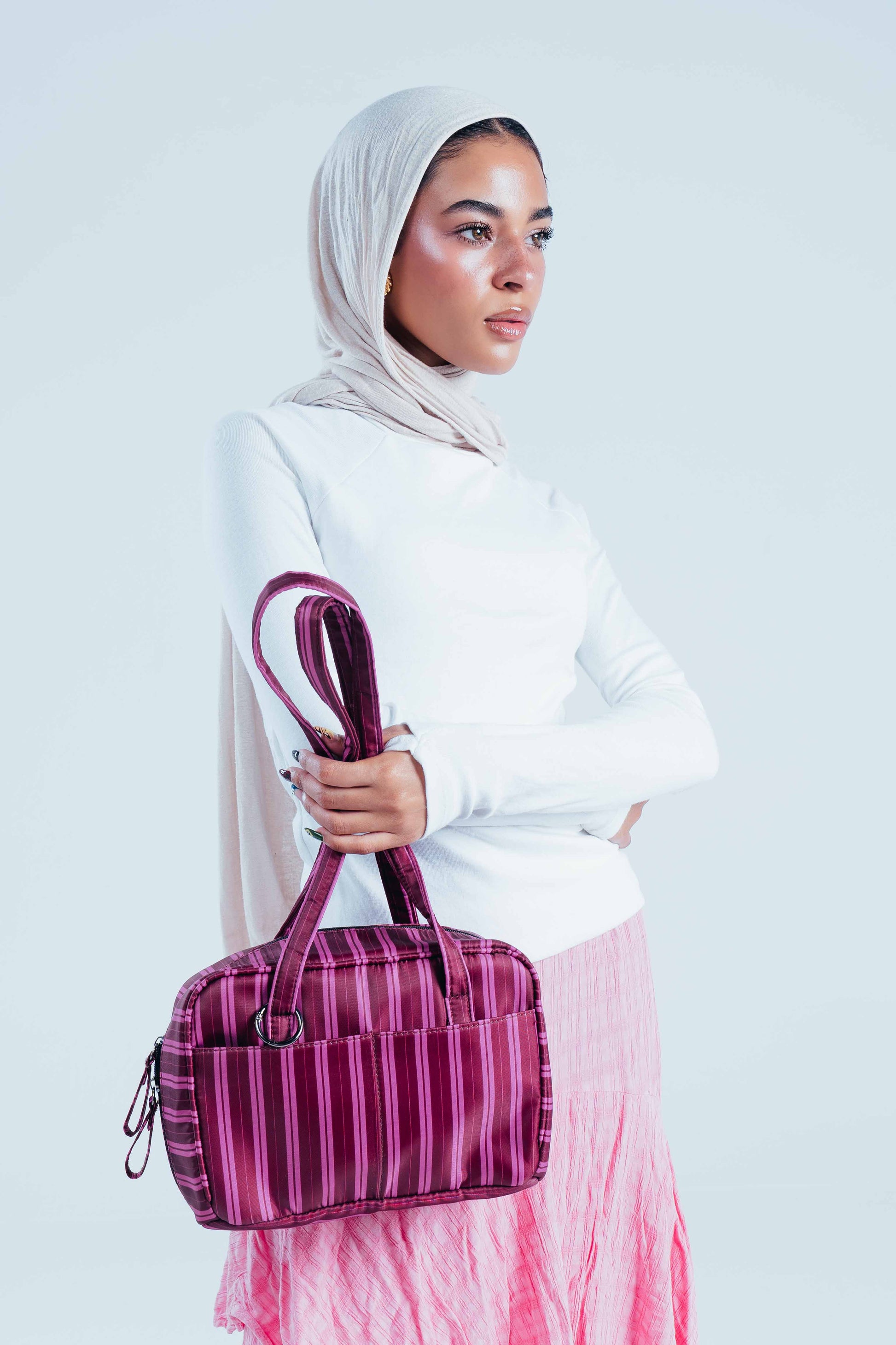 Cherry Striped Shoulder Bag
