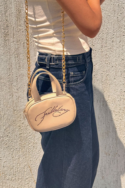 Beige Micro Leather Bag