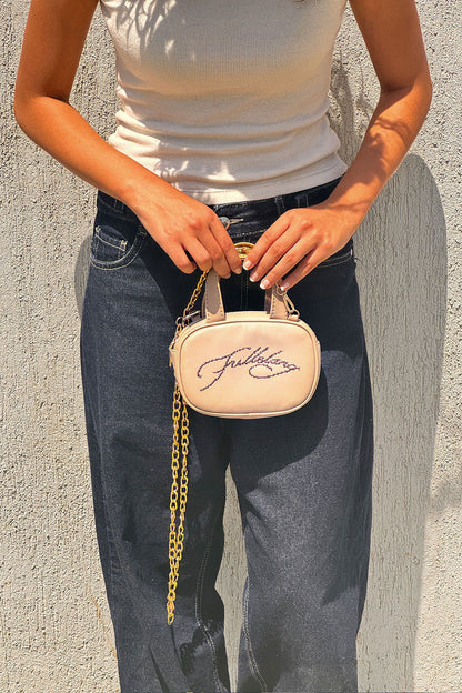 Beige Micro Leather Bag