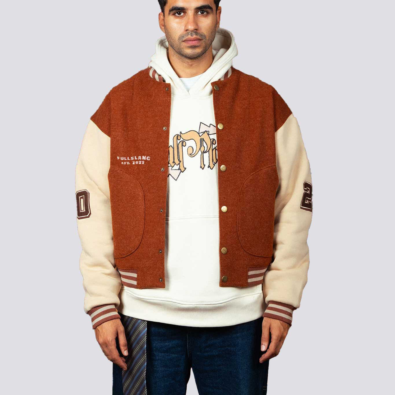 Plain Brown Varsity Jacket