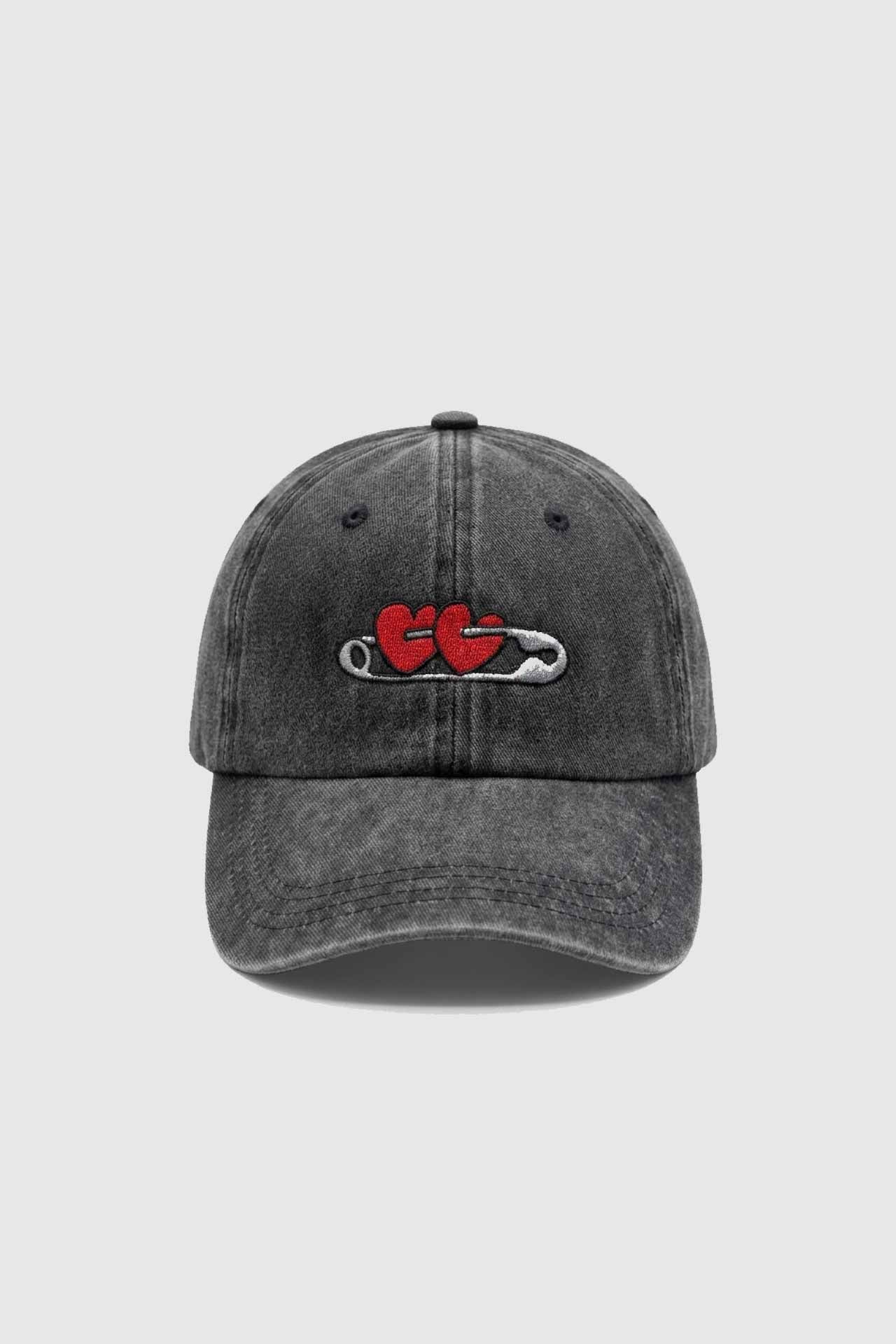 Heart Pinned Black Cap