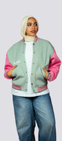 Plain Pink Varsity Jacket