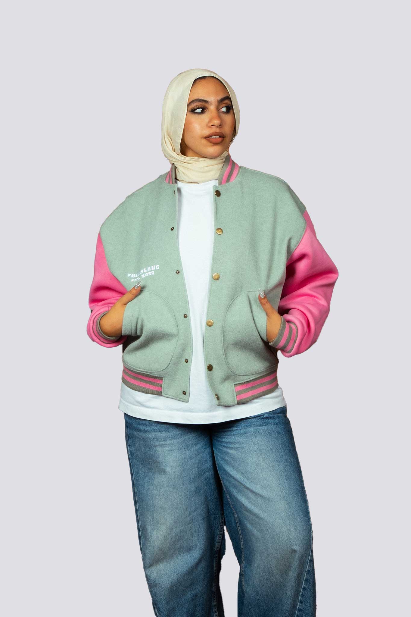 Plain Pink Varsity Jacket